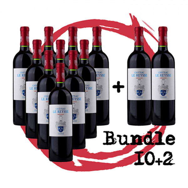 BUNDLE "10 + 2" - Chateau Le Reysse Medoc 2010 Frankreich Bordeaux Rotwein - VEGAN